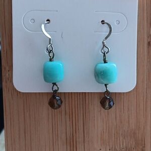 Silver Tone Beaded Drop Hook Earrings